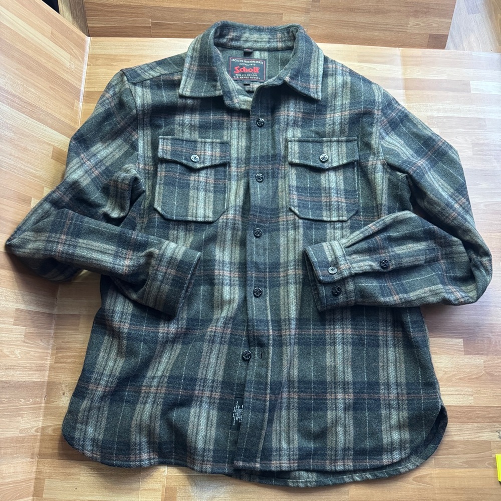 Schott NYC wool plaid heavyweight shacket size large